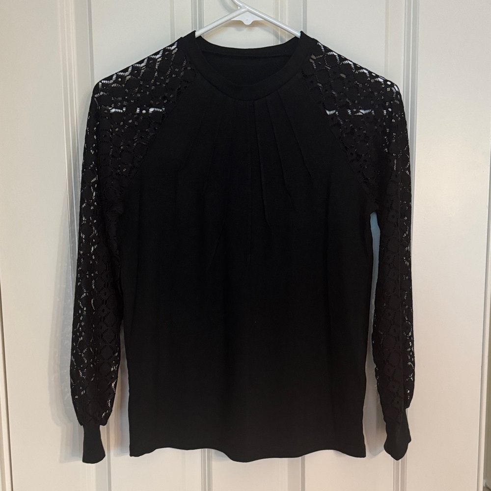 Amazon Kids Black Top with Lace Sleeves